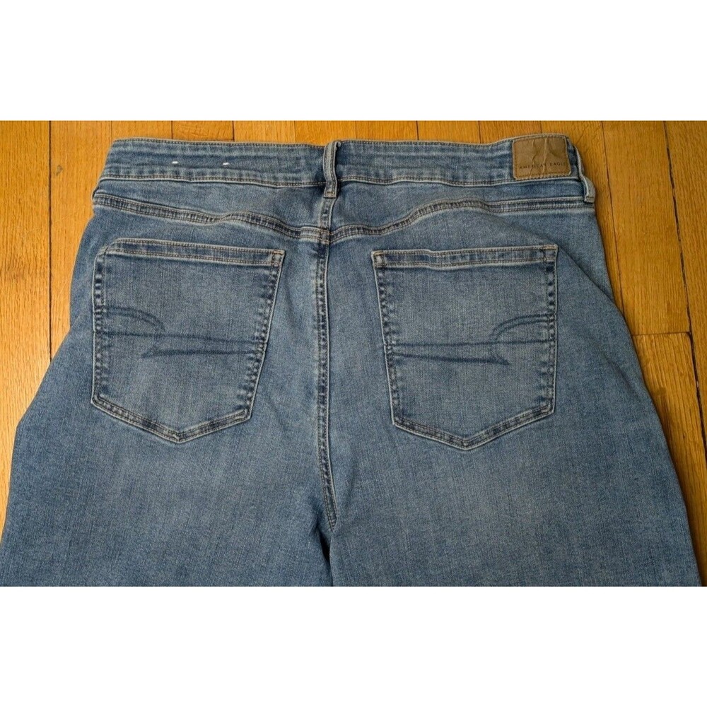 AEO American Eagle Womens Jeans 18 Short Wide Leg Super Stretch Blue Denim Pants - Picture 5 of 11